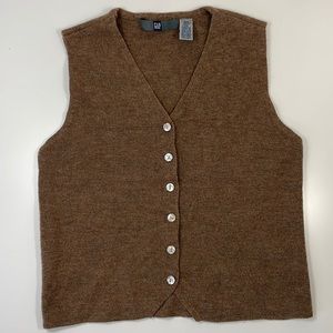 GAP Brown Knit Button-Up Sweater Vest